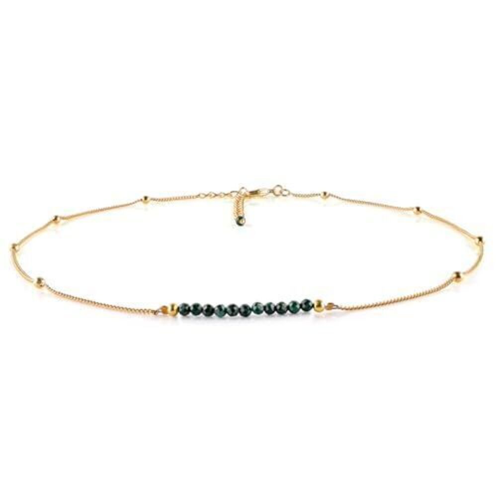 2707 Green Malachite Jewelry Gold Necklace Satellite Beaded Birthstone